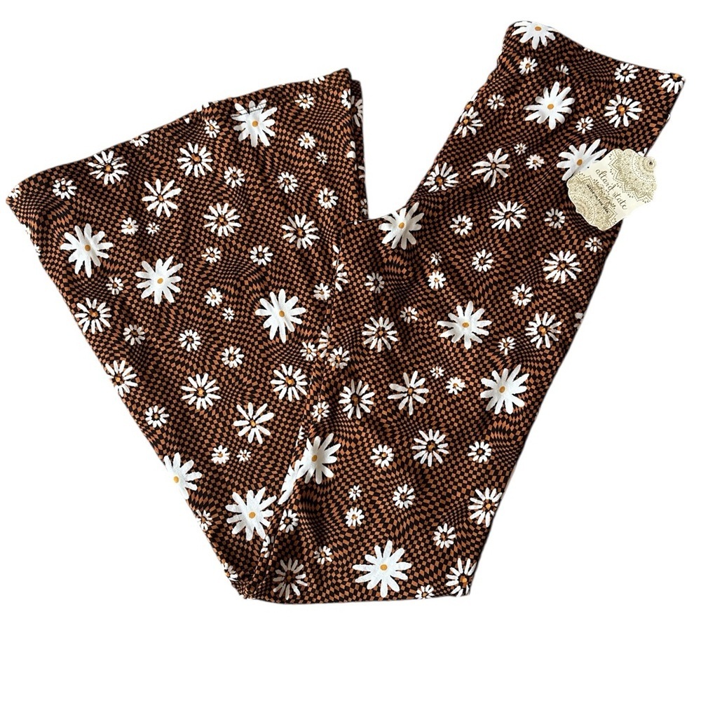 Altar'd State Boho Brown Floral Flare Pants - Picture 3 of 7